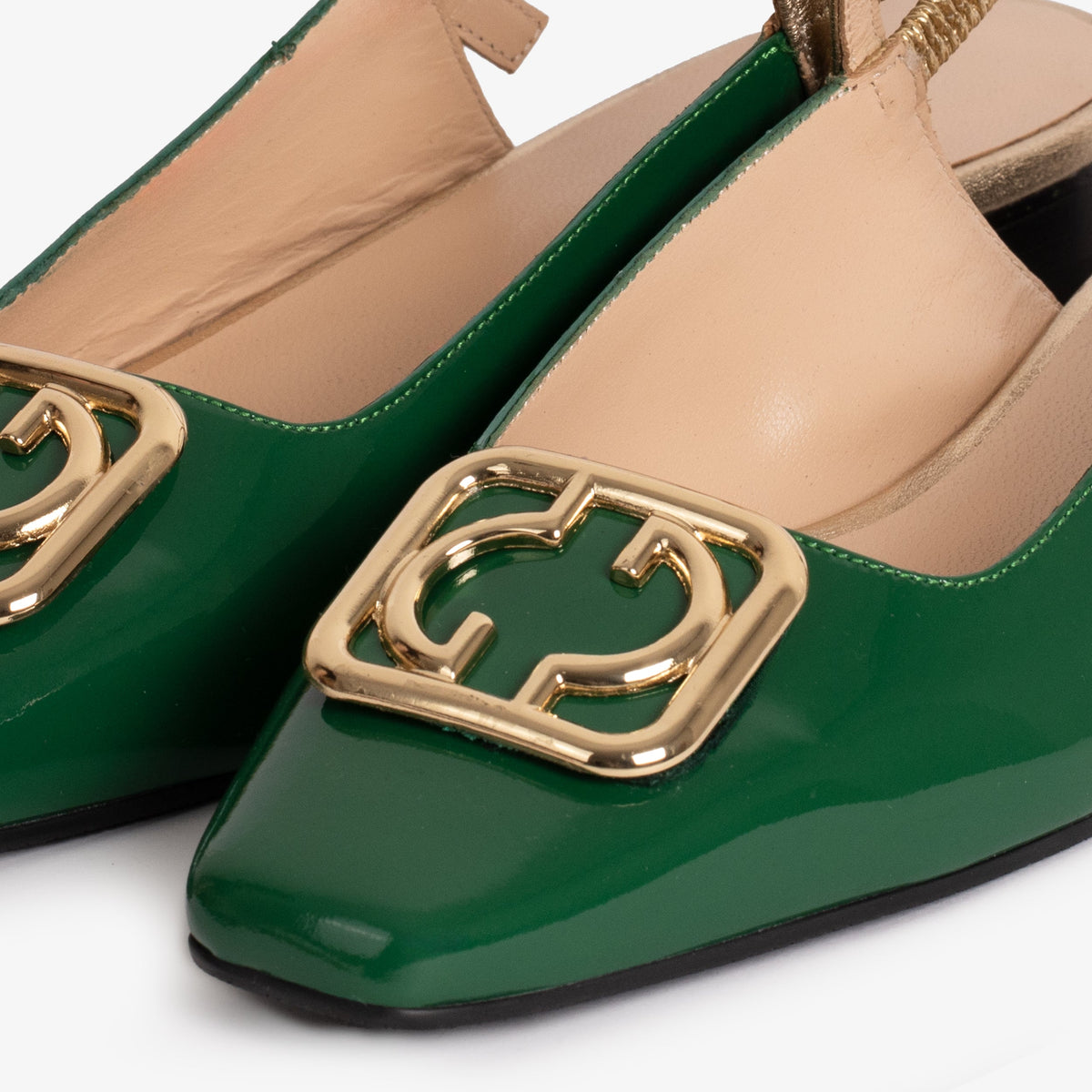 Vinci Leather The Rosalinda Green Patent Leather Women Flat Slingback Sandal – product view 3