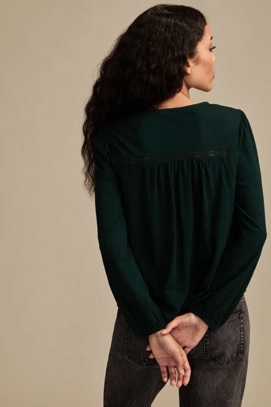 [146686-300] WOMENS LUCKY BRAND LACE YOKE PEASANT TOP - MAGICAL FOREST – product view 3