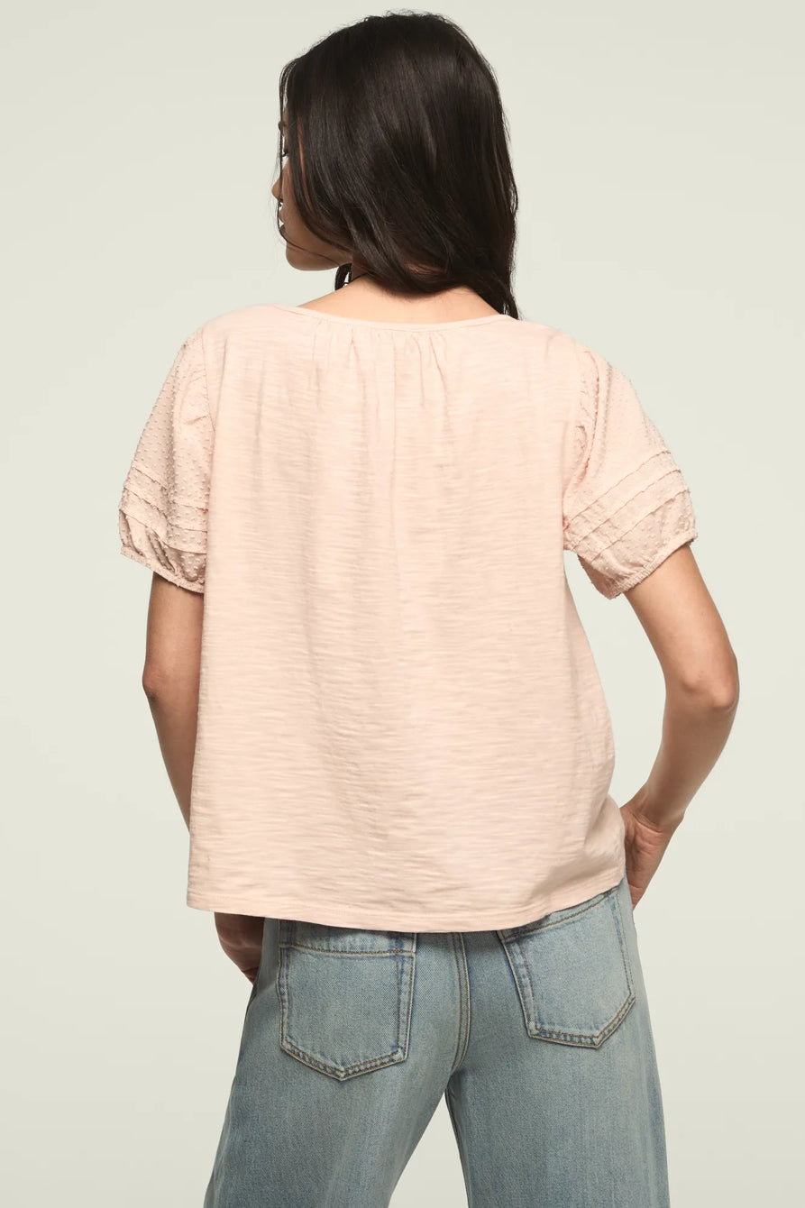 [147172-680] WOMENS LUCKY BRAND SHORT SLEEVE SQUARE NECK TOP - SEPIA ROSE – product view 3