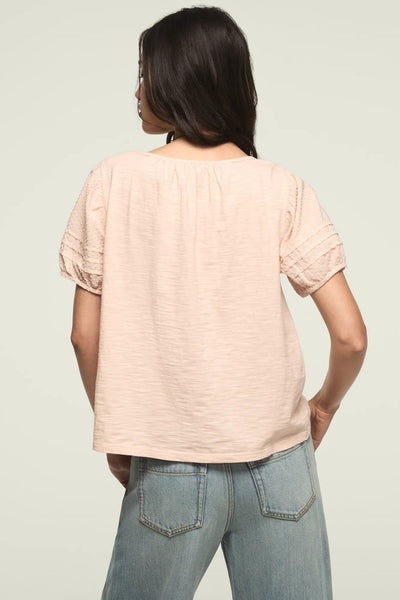 [147172-680] WOMENS LUCKY BRAND SHORT SLEEVE SQUARE NECK TOP - SEPIA ROSE
