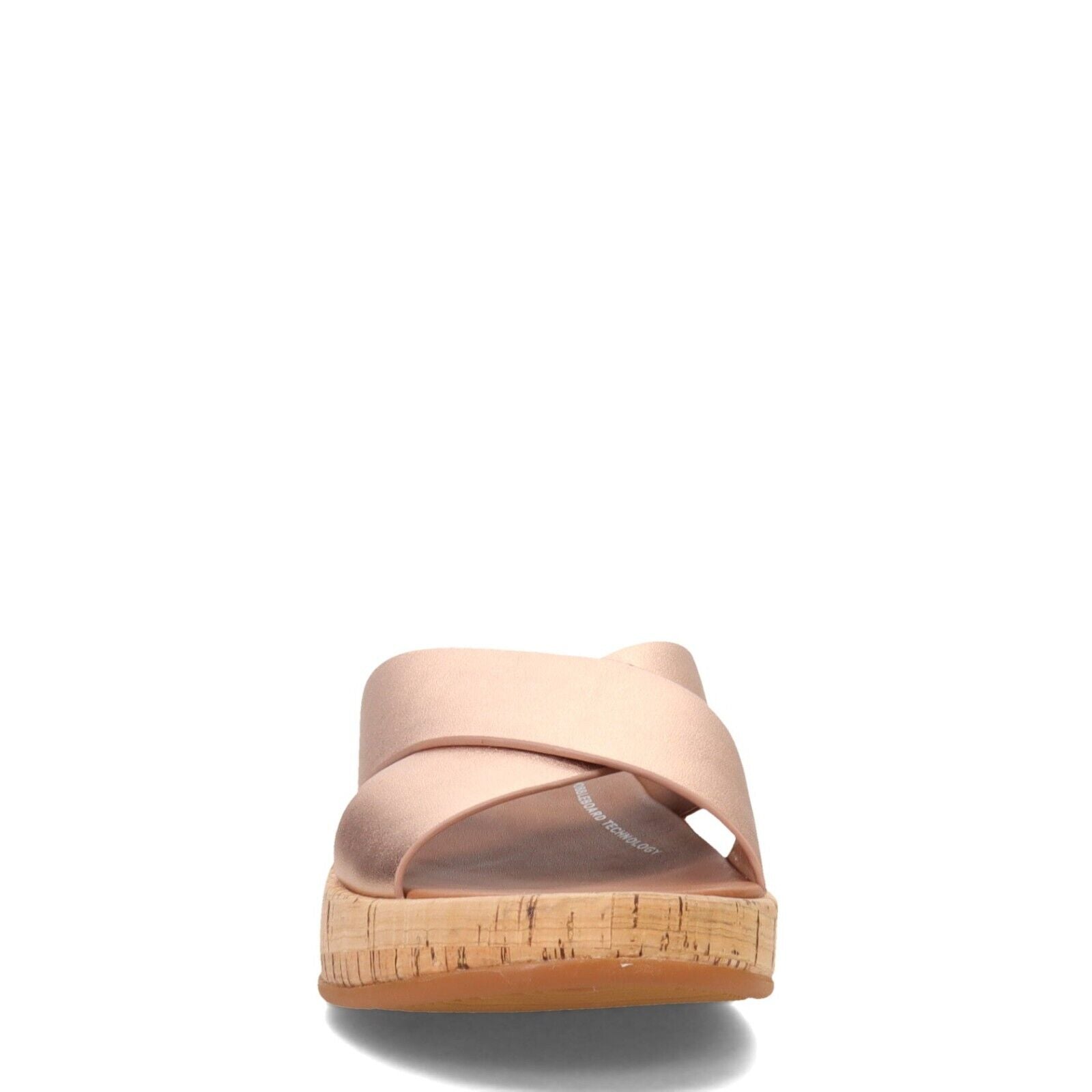 FitFlop F Mode Cross Cork Flatform Women's Sandals — Rose/Gold Leather