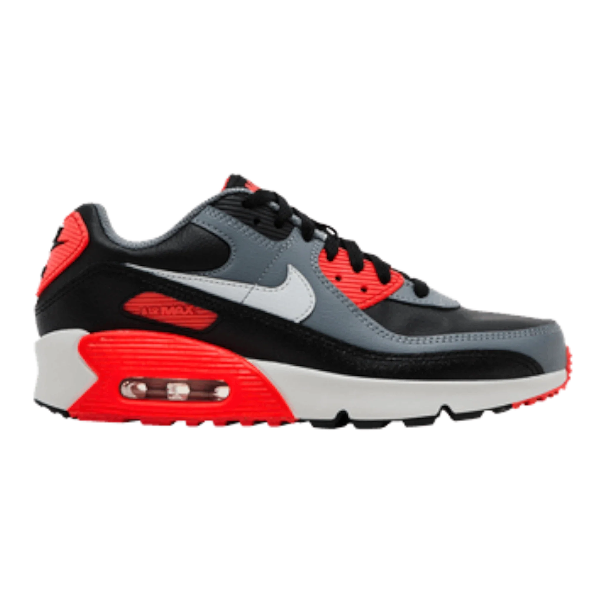 Nike Air Max 90 Big Kids' (GS) Sneakers — Black/Bright Crimson Low-Top