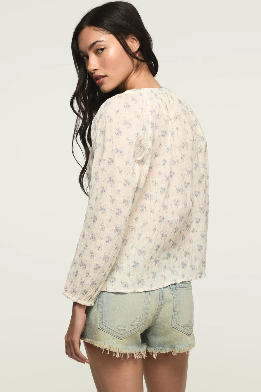 [157828-100] WOMENS LUCKY BRAND LONG SLEEVE BUTTON BLOUSE - CREAM FLORAL – product view 3