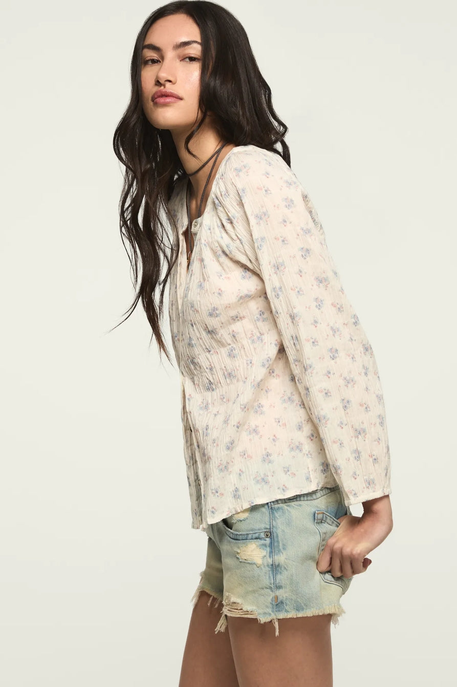 [157828-100] WOMENS LUCKY BRAND LONG SLEEVE BUTTON BLOUSE - CREAM FLORAL – product view 4