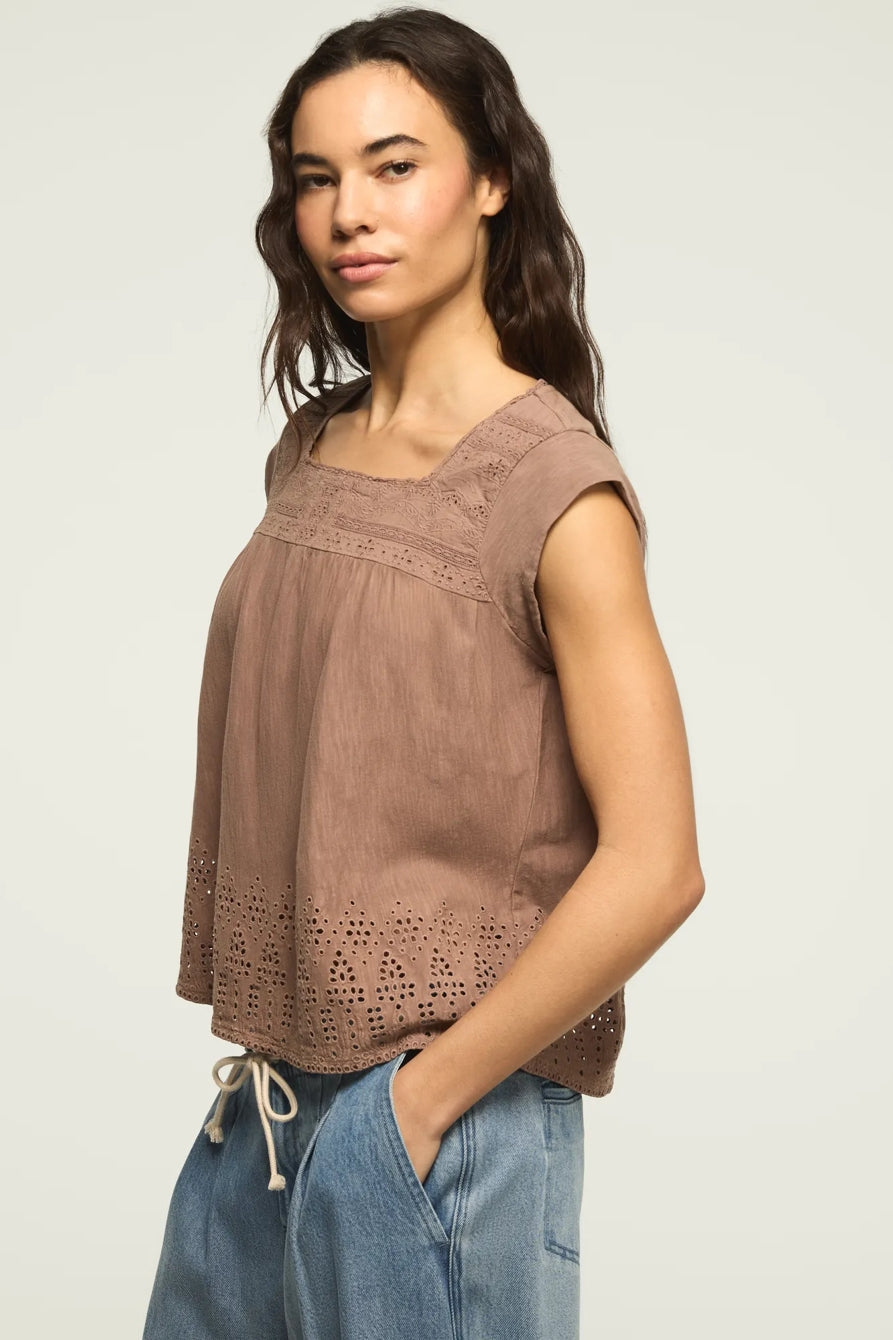 [157875-530] WOMENS LUCKY BRAND SHELL SLEEVE SQUARE NECK TOP - ETHEREA – product view 4