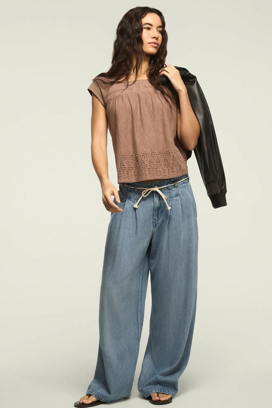 [157875-530] WOMENS LUCKY BRAND SHELL SLEEVE SQUARE NECK TOP - ETHEREA – product view 5