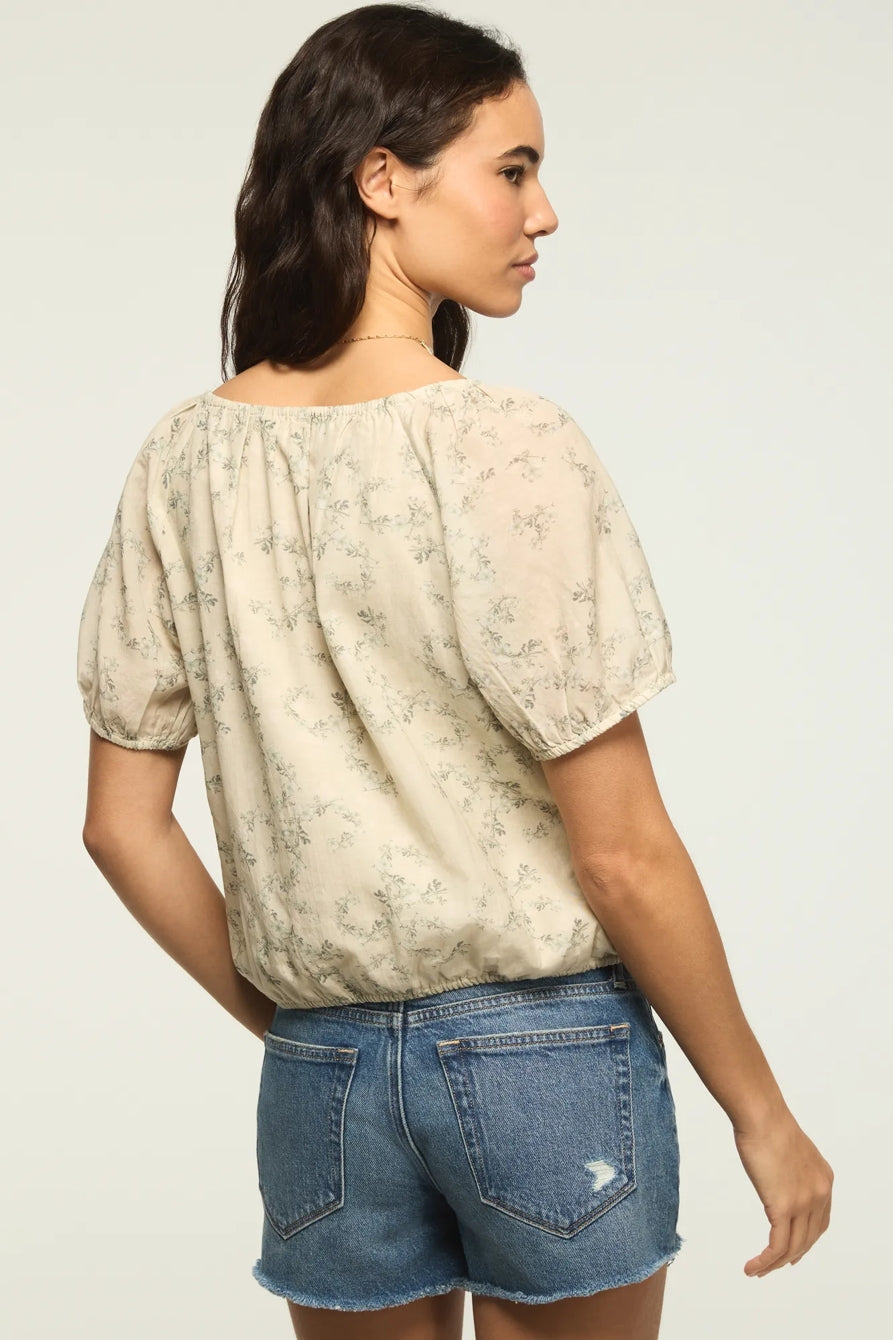 [157946-340] WOMENS LUCKY BRAND SHORT SLEEVE BUBBLE TOP - GREEN FLORAL – product view 3