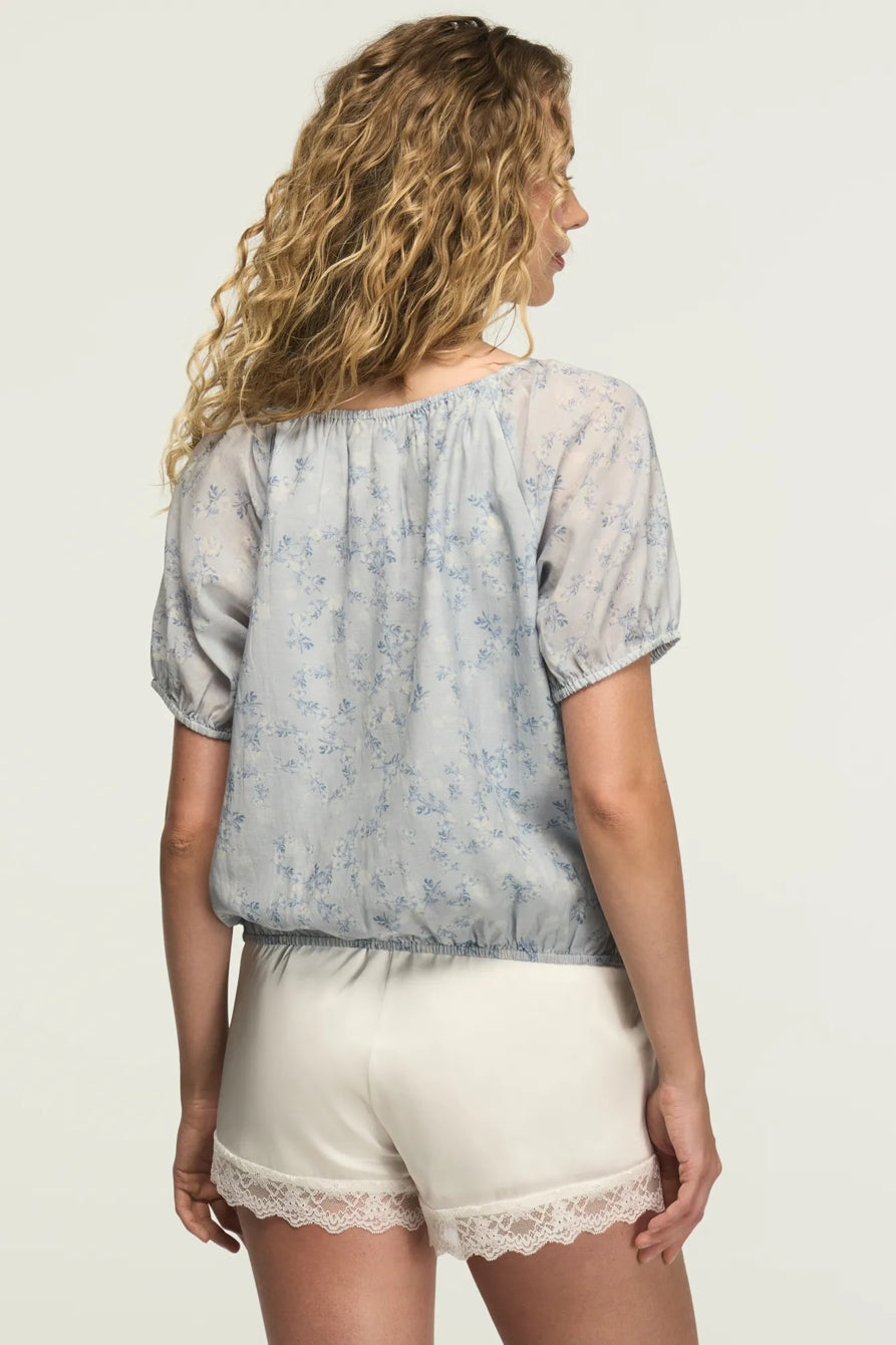 [157946-420] WOMENS LUCKY BRAND SHORT SLEEVE BUBBLE TOP - BLUE FLORAL – product view 5