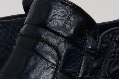 The Randor Navy Blue Croc-Embossed Calf Leather Side-Zip Dress Ankle Men Boot