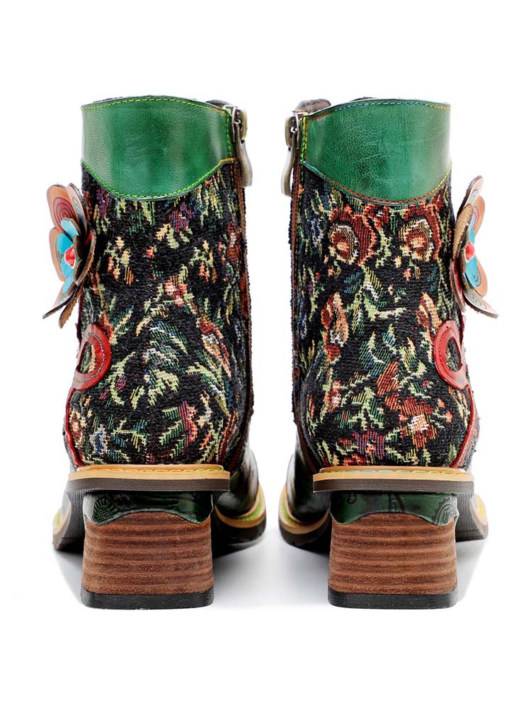 Vintage Handmade Stunning Floral Ankle Boots – product view 8