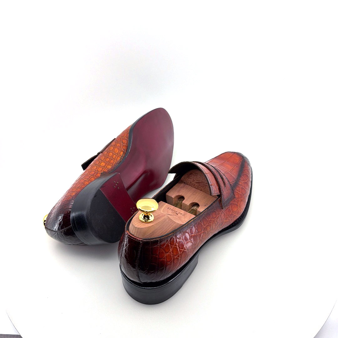 C&E Fashions  Maurice Custom Made Mirage Alligator Loafer - Cognac – product view 7