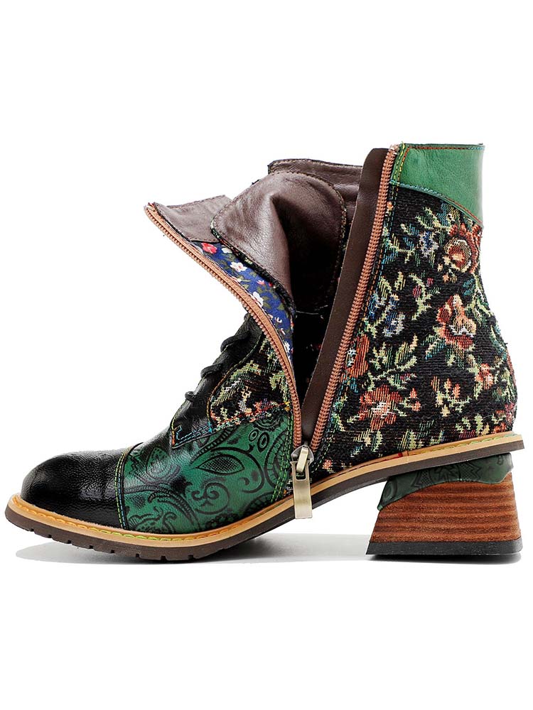 Vintage Handmade Stunning Floral Ankle Boots – product view 4