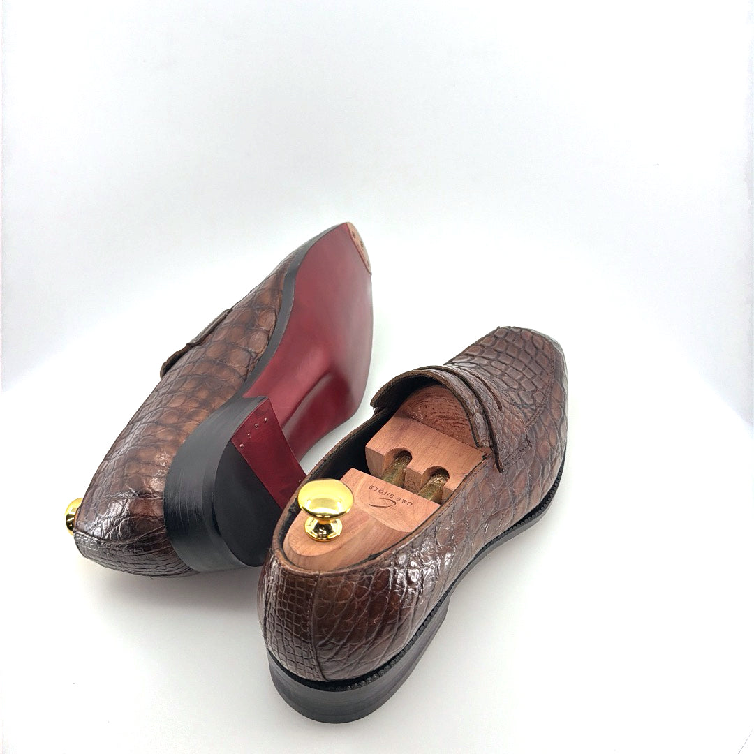 C&E Fashions  Maurice Custom Made Mirage Alligator Loafer - Brown – product view 9