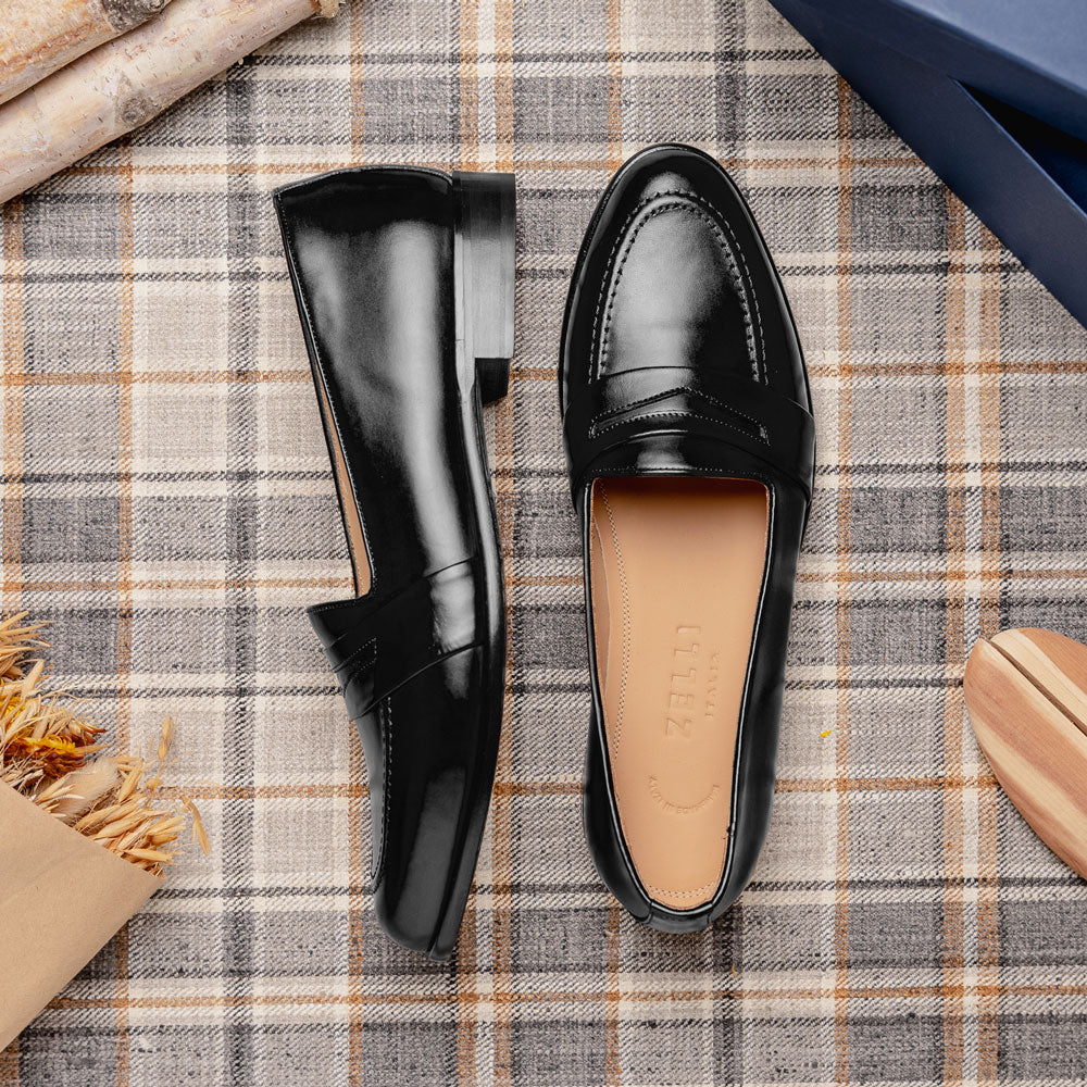 Zelli Italia 15-203-BLK SAVANNAH Calfskin Penny Loafer, Black View 10