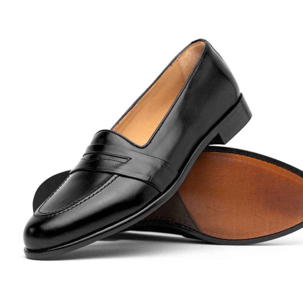 Zelli Italia 15-203-BLK SAVANNAH Calfskin Penny Loafer, Black Back View