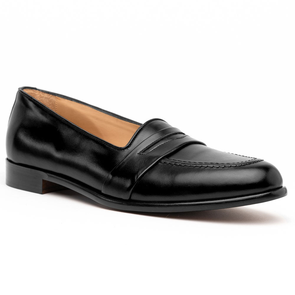 Zelli Italia 15-203-BLK SAVANNAH Calfskin Penny Loafer, Black Side View
