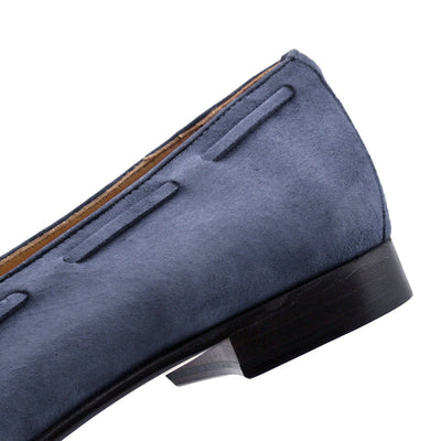 Zelli Italia 16-580-BLU NAPLES Italian Kid Suede Tassel Loafer, Blue Water Detail View