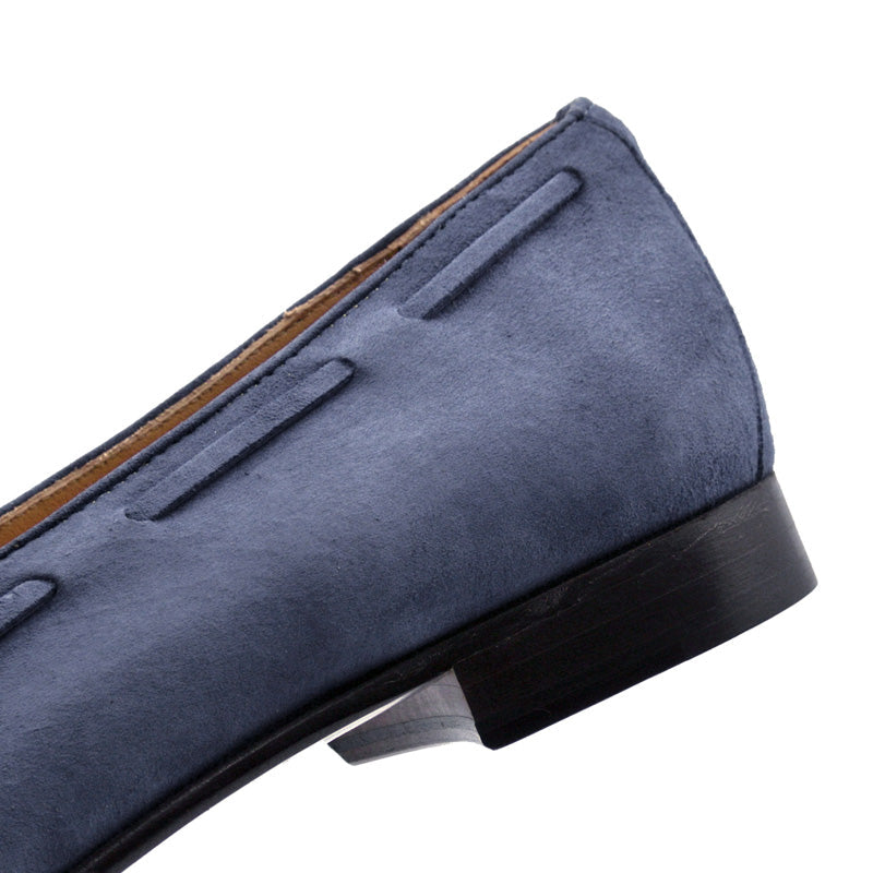 Zelli Italia 16-580-BLU NAPLES Italian Kid Suede Tassel Loafer, Blue Water Detail View