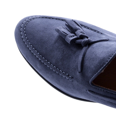 Zelli Italia 16-580-BLU NAPLES Italian Kid Suede Tassel Loafer, Blue Water Top View