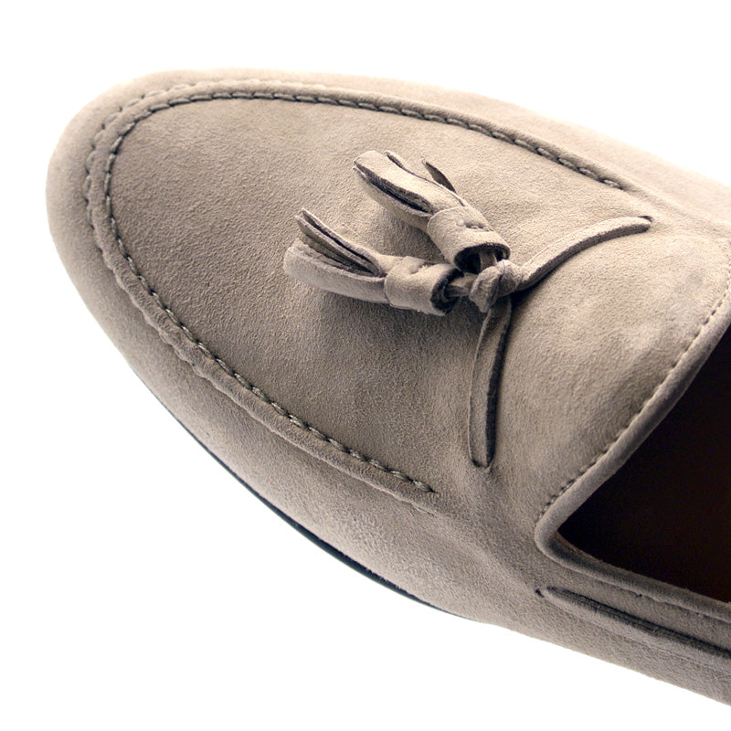 Zelli Italia 16-580-BON NAPLES Italian Kid Suede Tassel Loafer, Bone Bottom View