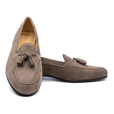Zelli Italia 16-580-MOC NAPLES Italian Kid Suede Tassel Loafer, Mocha Side View