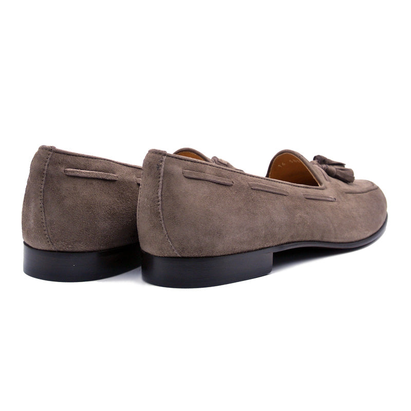 Zelli Italia 16-580-MOC NAPLES Italian Kid Suede Tassel Loafer, Mocha Back View