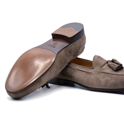 Zelli Italia 16-580-MOC NAPLES Italian Kid Suede Tassel Loafer, Mocha Top View