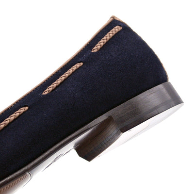 Zelli Italia 16-584-NVY NAPLES Italian Kid Suede with Embossed Crocodile Tassel Loafer, Navy Detail View