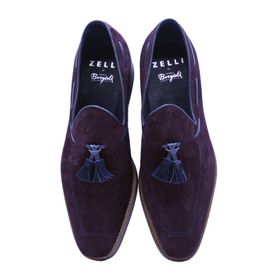 Zelli Italia Men's 16-625-BDX CRAWFORD Sueded Goatskin & Crocodile Tassel Loafer, Bordeaux