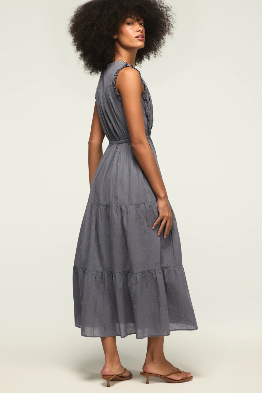 [162143-420] WOMENS LUCKY BRAND LACE TRIM TIERED MIDI DRESS - GRISAILLE – product view 2