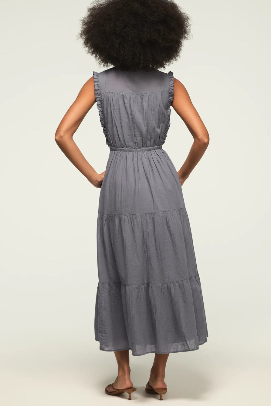 [162143-420] WOMENS LUCKY BRAND LACE TRIM TIERED MIDI DRESS - GRISAILLE – product view 3