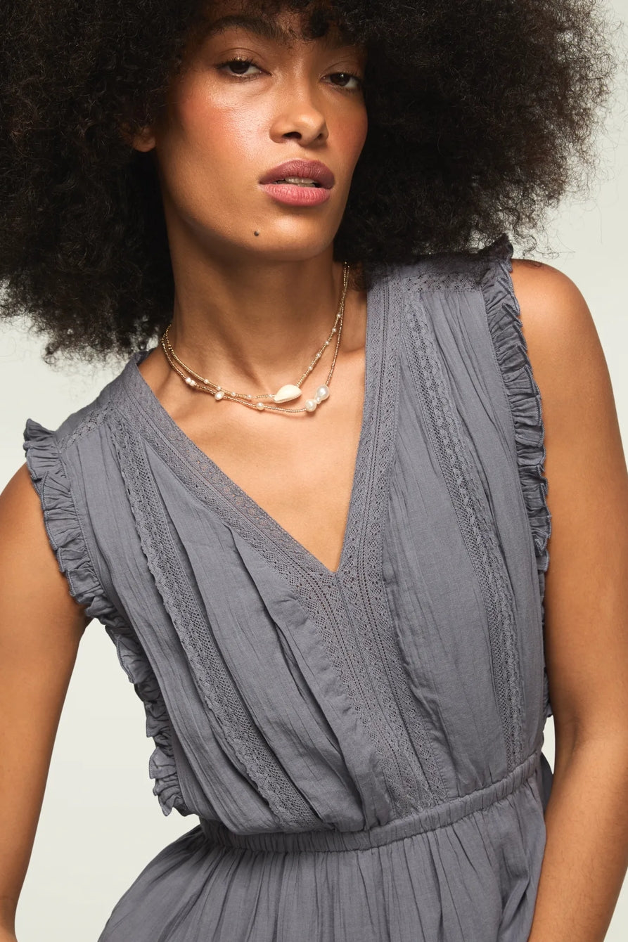 [162143-420] WOMENS LUCKY BRAND LACE TRIM TIERED MIDI DRESS - GRISAILLE – product view 4