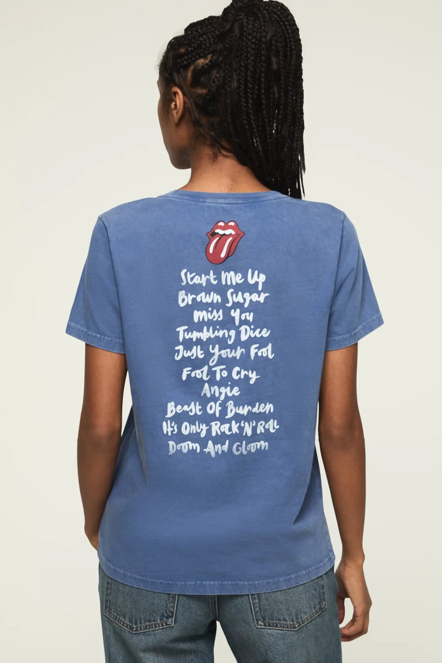 [163121-410] WOMENS LUCKY BRAND ROLLING STONES PATCH CLASSIC CREW - TRUE NAVY – product view 1