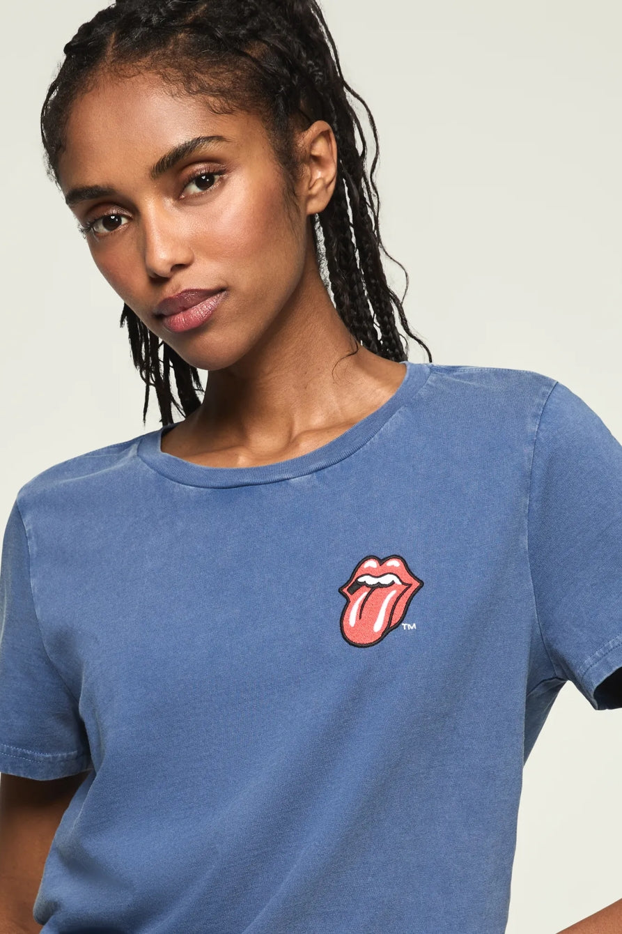 [163121-410] WOMENS LUCKY BRAND ROLLING STONES PATCH CLASSIC CREW - TRUE NAVY – product view 2