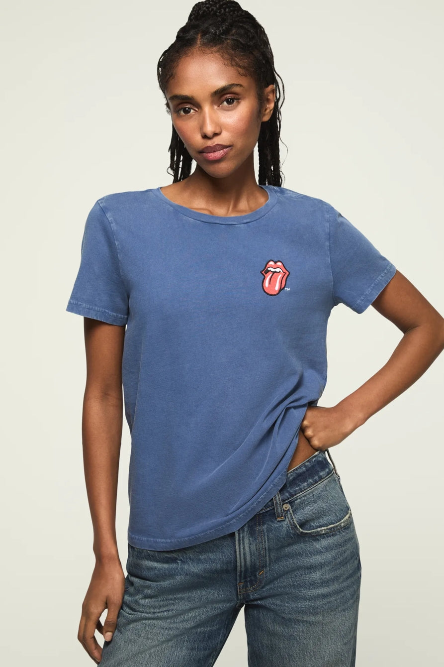 [163121-410] WOMENS LUCKY BRAND ROLLING STONES PATCH CLASSIC CREW - TRUE NAVY – product view 4