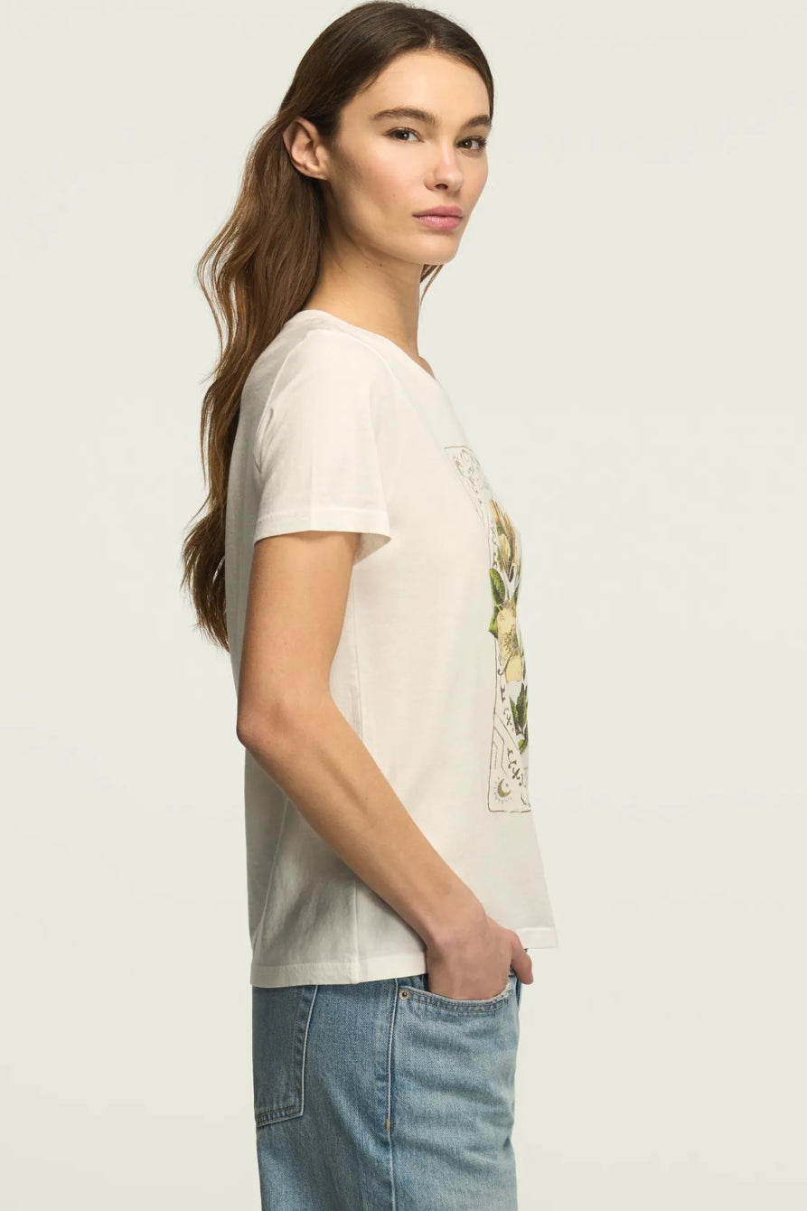 [163123-110] WOMENS LUCKY BRAND FLORAL ORNATE FRAME CLASSIC CREW - BRIGHT WHITE – product view 4