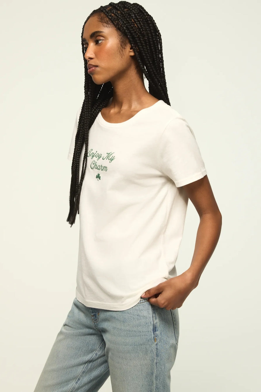 [163140-100] WOMENS LUCKY BRAND ENJOY MY CHARM CLASSIC CREW - GARDENIA – product view 4