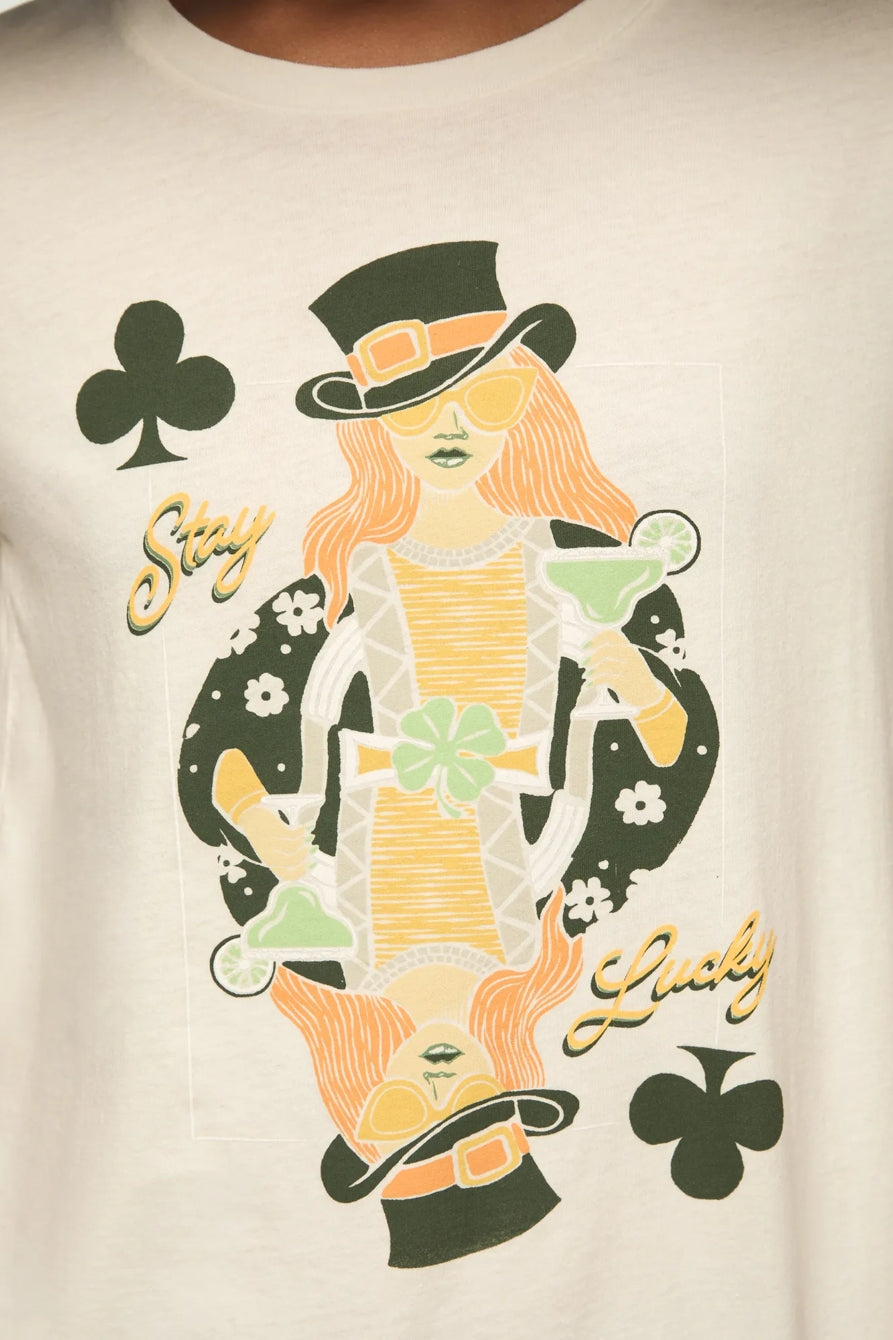 [163141-100] WOMENS LUCKY BRAND STAY LUCKY CARD CLASSIC CREW - GARDENIA – product view 2