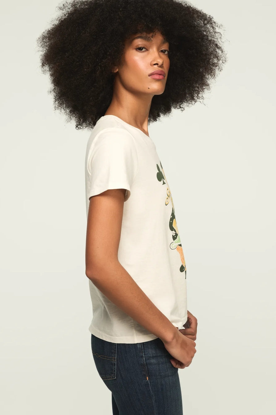 [163141-100] WOMENS LUCKY BRAND STAY LUCKY CARD CLASSIC CREW - GARDENIA – product view 4