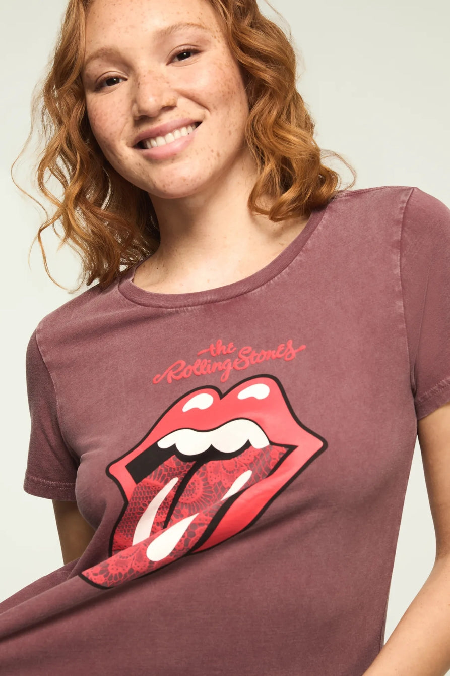 [163156-600] WOMENS LUCKY BRAND ROLLING STONES LACE LIPS CLASSIC CREW – product view 1