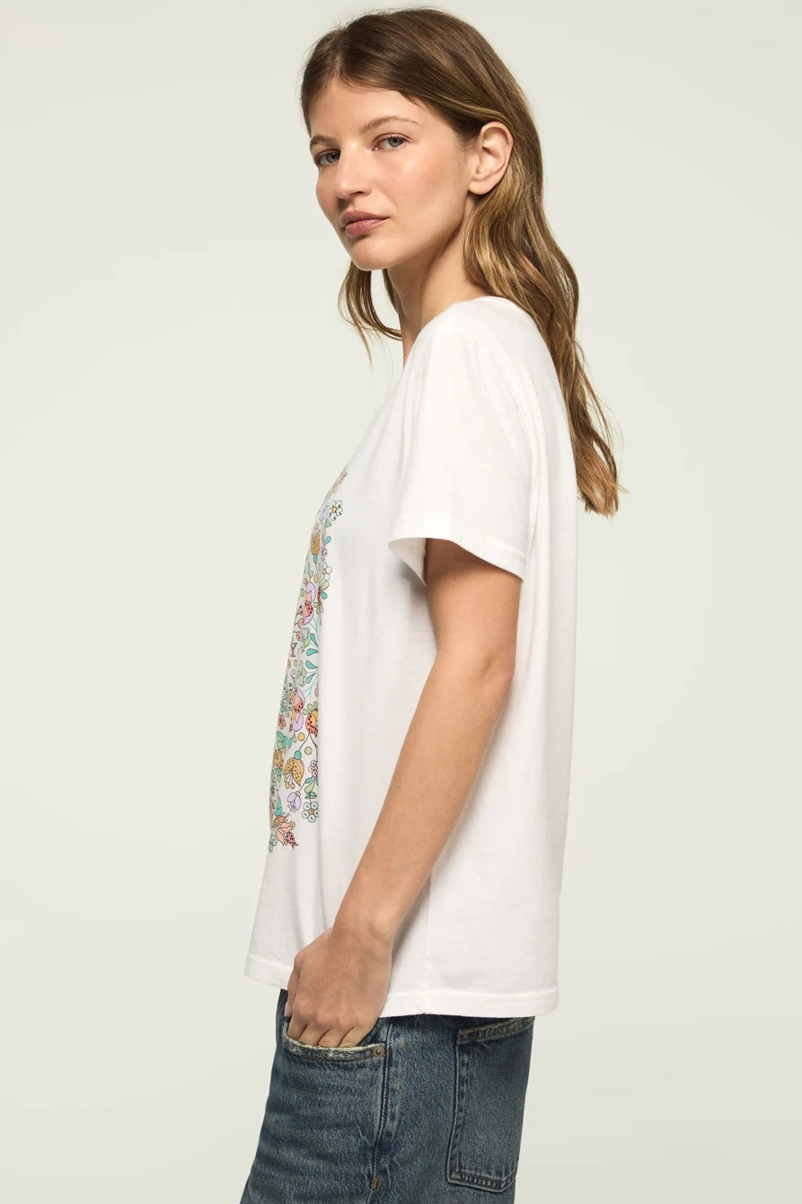 [163160-110] WOMENS LUCKY BRAND FLORAL POSTER EMBELLISHED CLASSIC CREW – product view 4