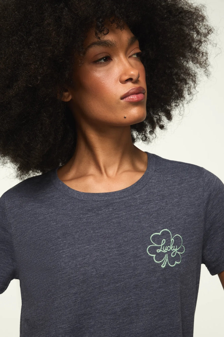 [163209-010] WOMENS LUCKY BRAND LUCKY CLOVER CLASSIC CREW - ODYSSEY GRAY – product view 2