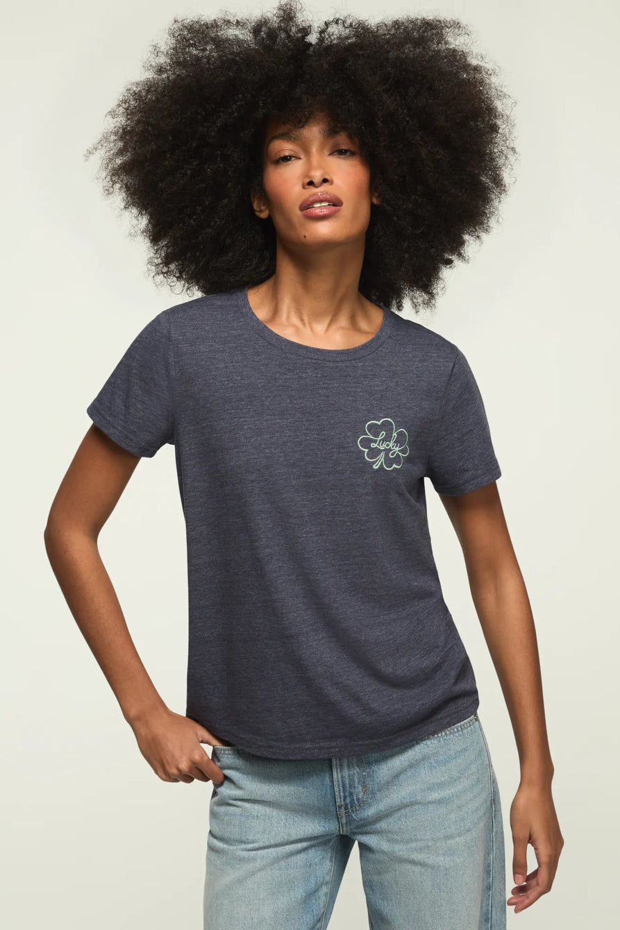 [163209-010] WOMENS LUCKY BRAND LUCKY CLOVER CLASSIC CREW - ODYSSEY GRAY – product view 1