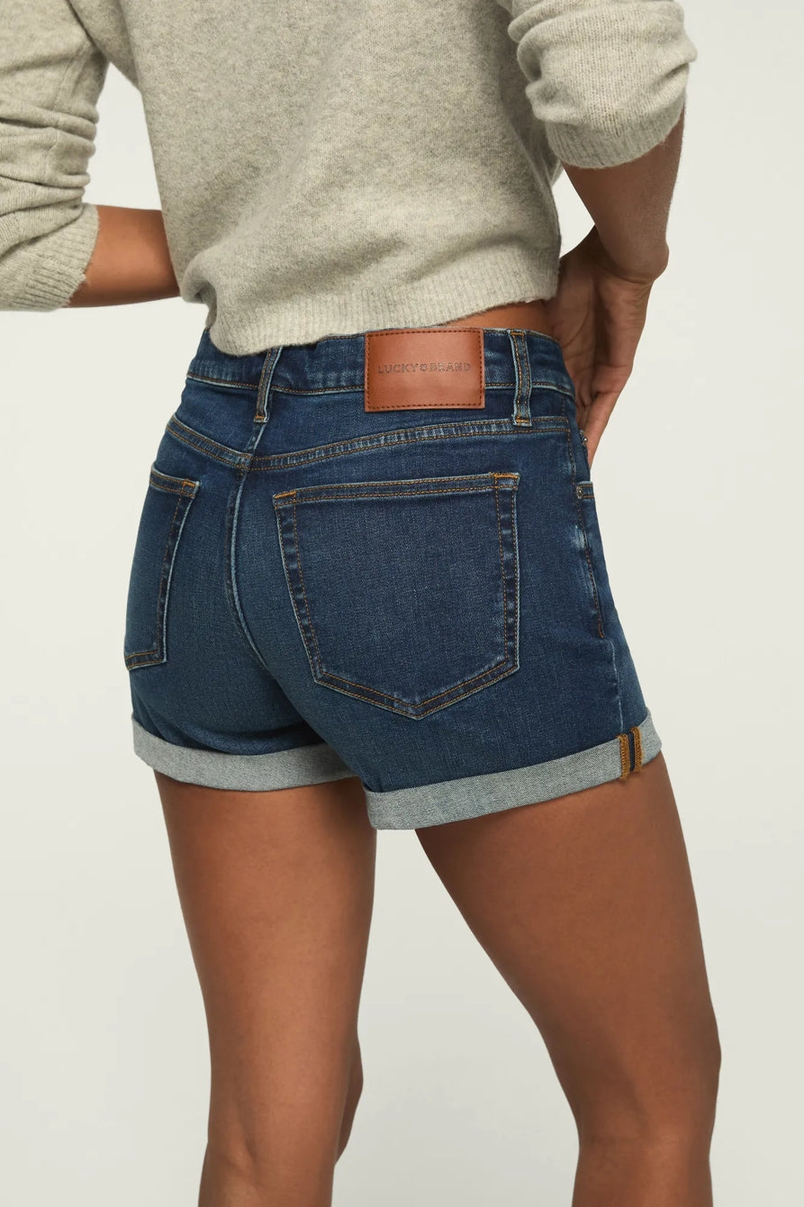 [163333-410] WOMENS LUCKY BRAND MID RISE AVA SHORT - NIGHT CAFE ROLLED WASH – product view 3