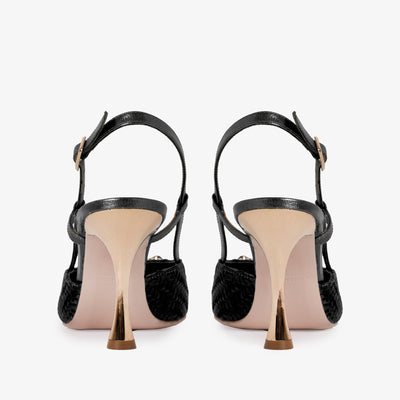 Vinci Leather The Luna Black Leather Slingback Women Sandal – product view 4