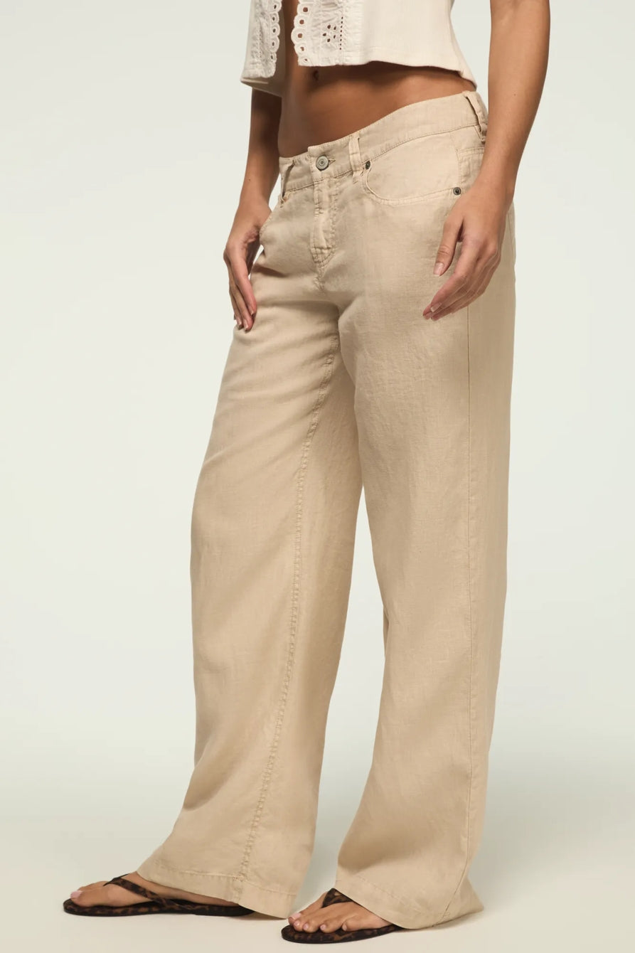 [168981-100] WOMENS LUCKY BRAND BAGGY LINEN WIDE LEG PANT - MOONSTRUCK – product view 1