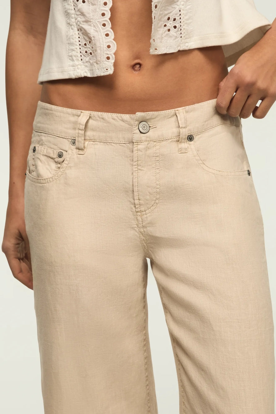 [168981-100] WOMENS LUCKY BRAND BAGGY LINEN WIDE LEG PANT - MOONSTRUCK – product view 5