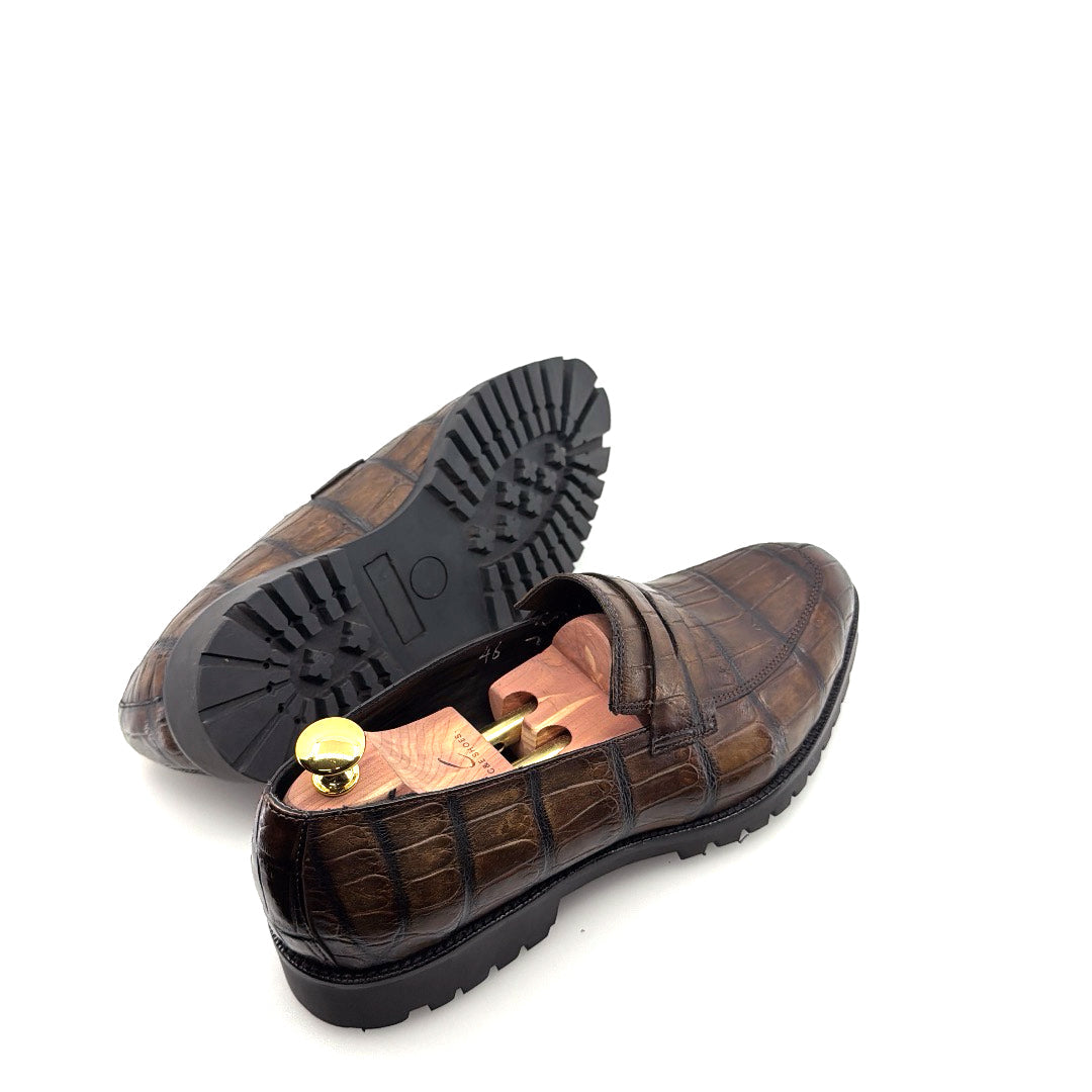 Maurice Carolina Custom Made Alligator Loafer - Brown