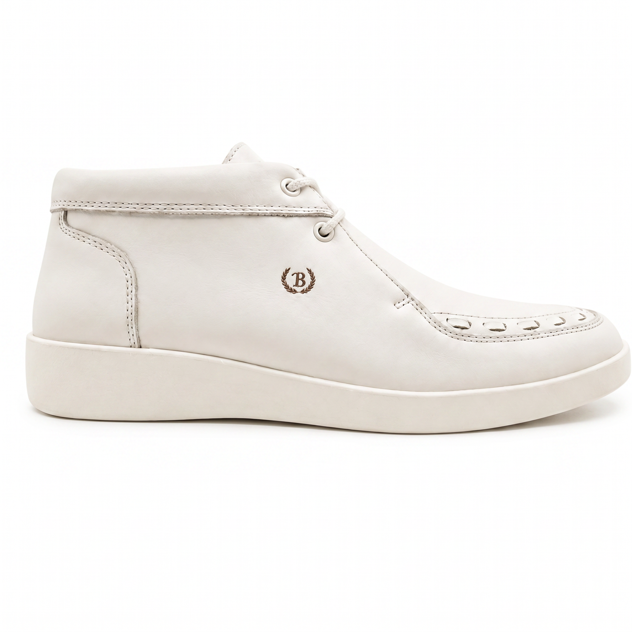Johnny Famous Bally Style Soho Men's White Nappa Leather High Top Sneakers