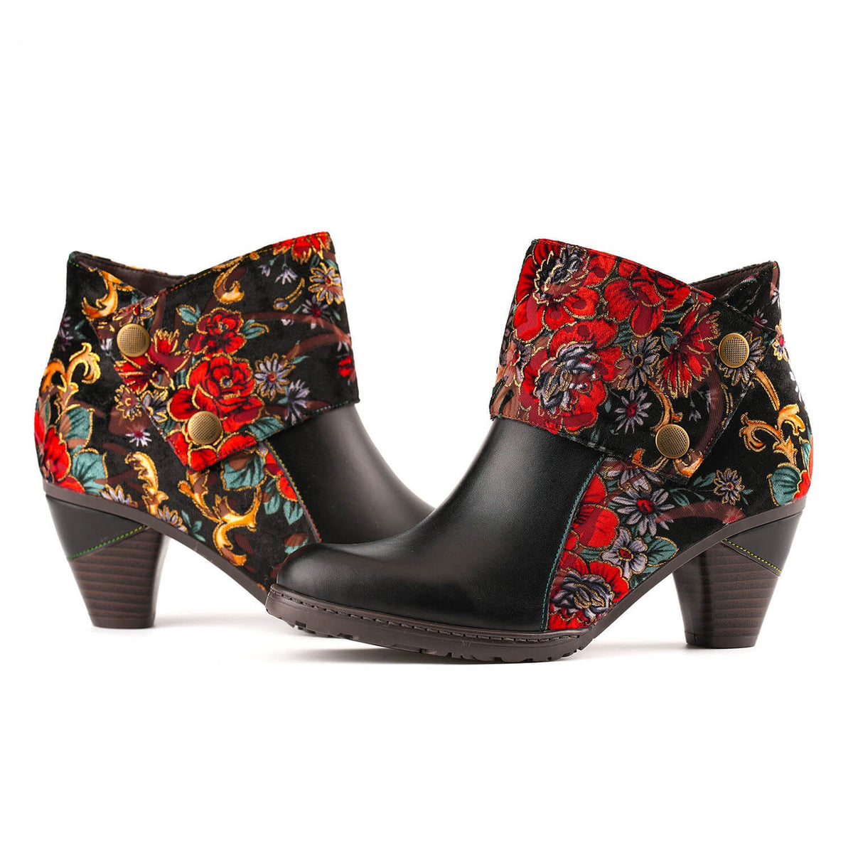 Retro Handmade Radiant Pattern Ankle Boots – product view 2